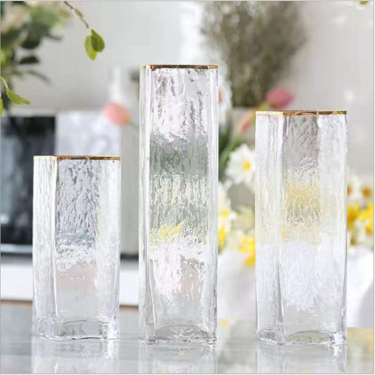 Transparent Gold-painted Glass Vases for Home Décor