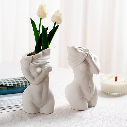Decorative Art Ornaments Of Human Ceramic Vases
