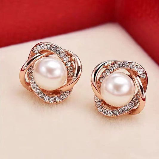Pearl Zircon Earrings Female French Style